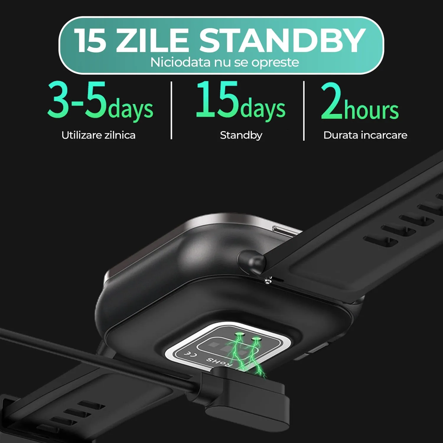 Timebox smartwatch cu casti Bluetooth monitor cardiac