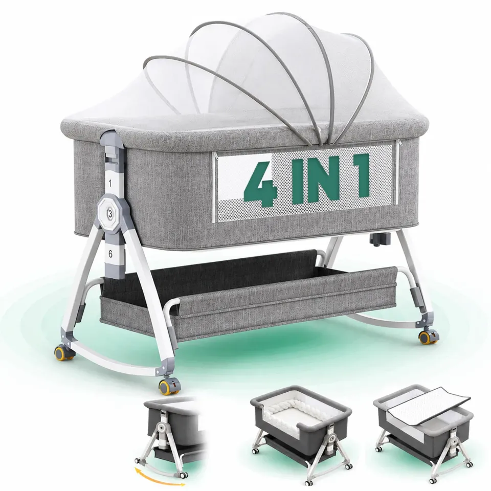 Timebox patut portabil bebelusi co-sleeper gri reglabil