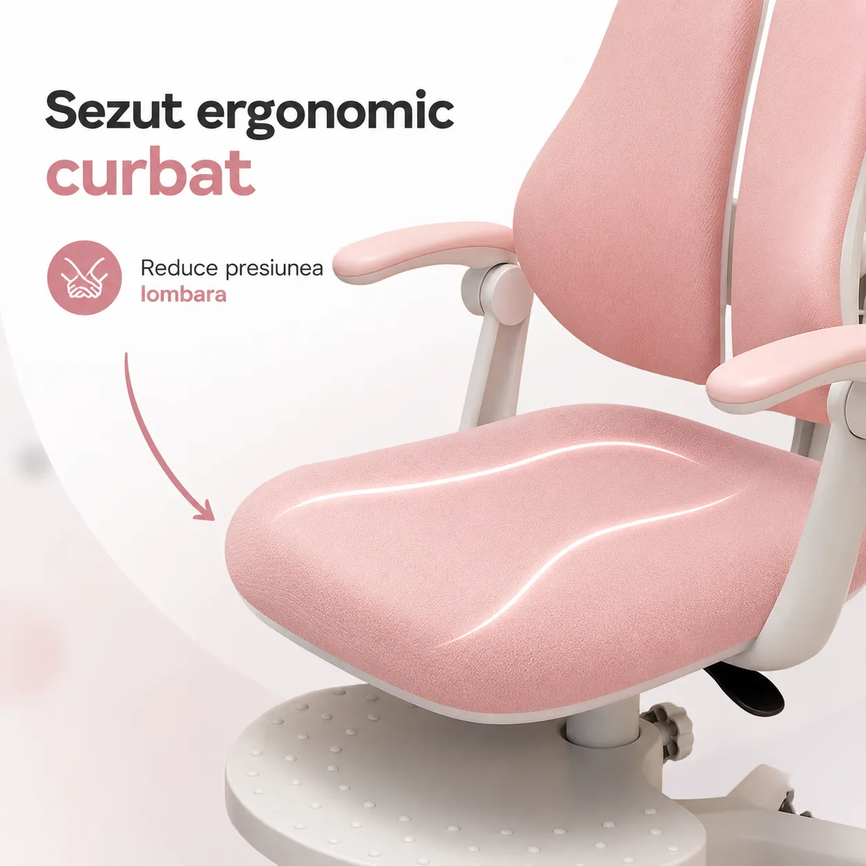 Timebox scaun copii ergonomic roz 3-12 ani inaltime reglabila