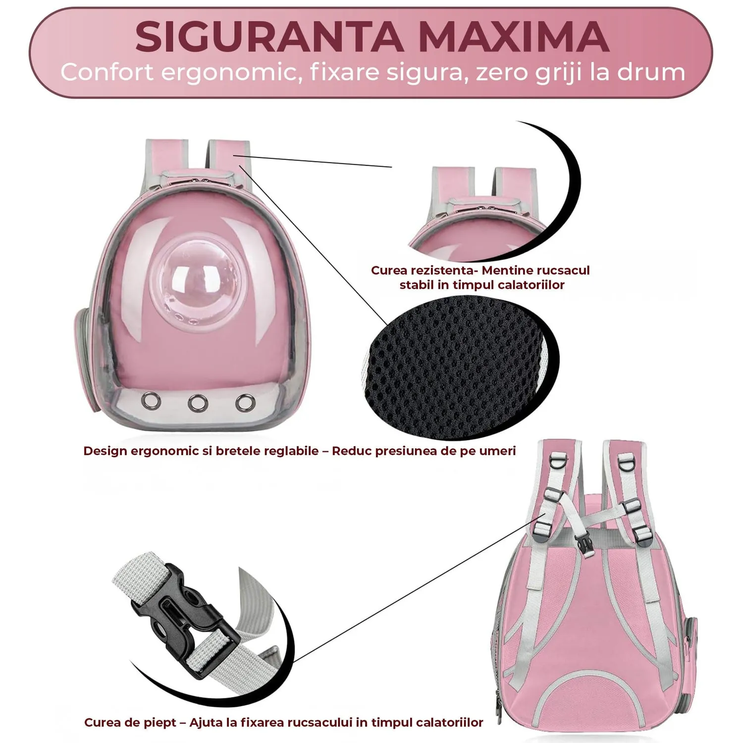 Timebox Capsula rucsac transparent pisici 6-8 kg