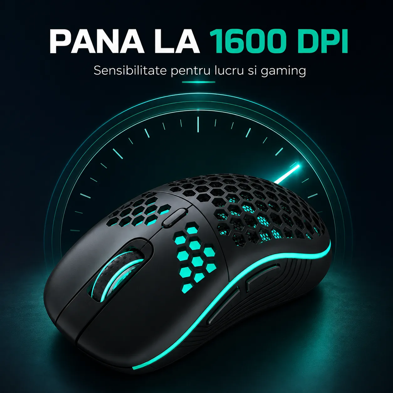 Timebox mouse gaming wireless negru 1600DPI 80g
