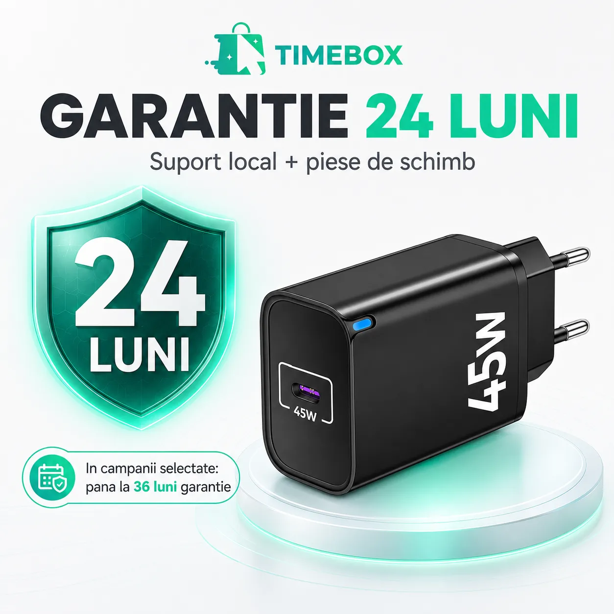 Timebox 45W incarcator retea Type-C negru fast charge