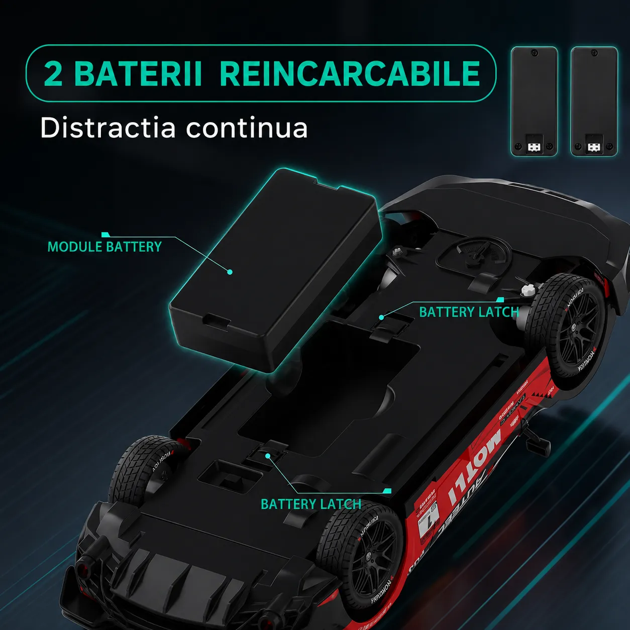 Masina RC Timebox 1:16 4x4 30km/h rosie LED
