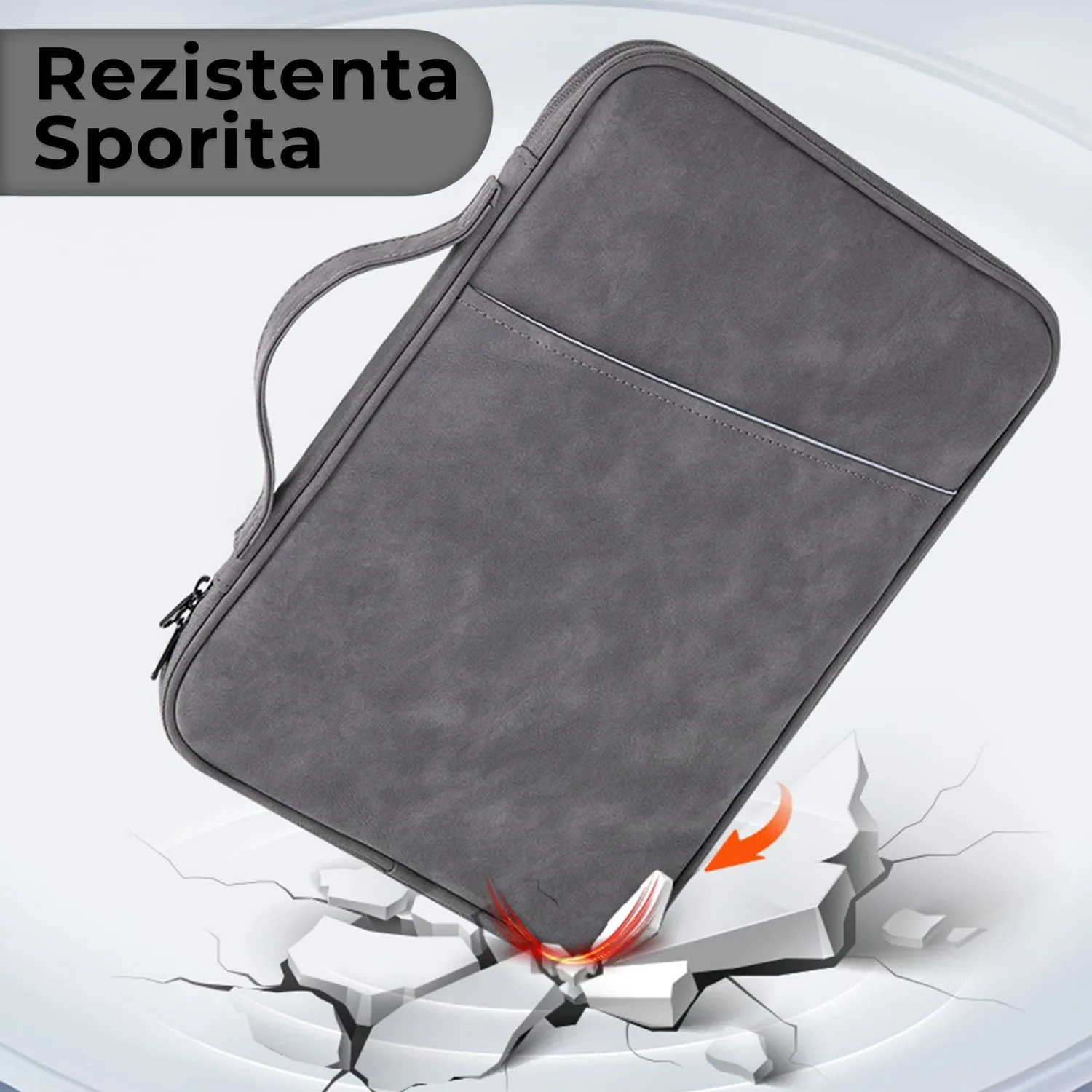Timebox 12-14 inch geanta laptop gri impermeabila