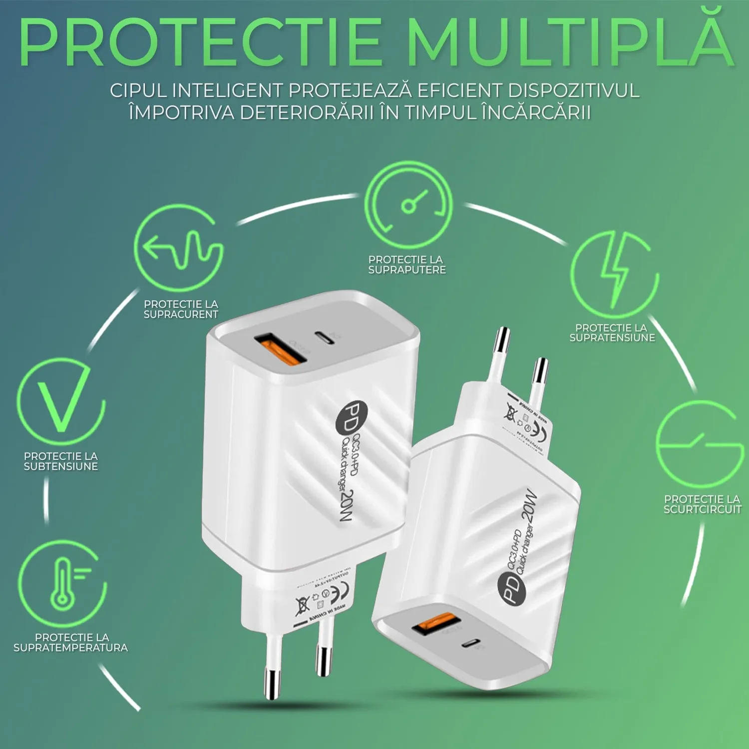 Timebox C 3 incarcator retea 20W USB Type-C alb