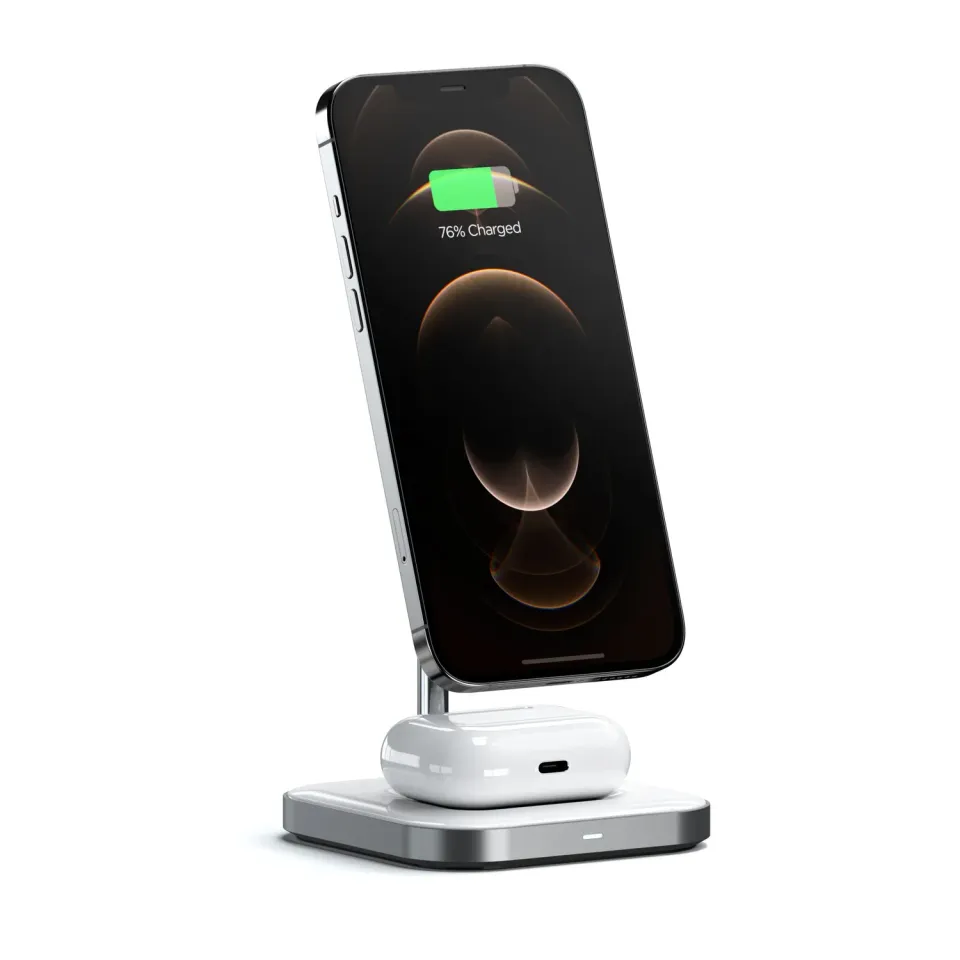Satechi Aluminum 2-in-1 Magnetic Stand incarcator wireless iPhone