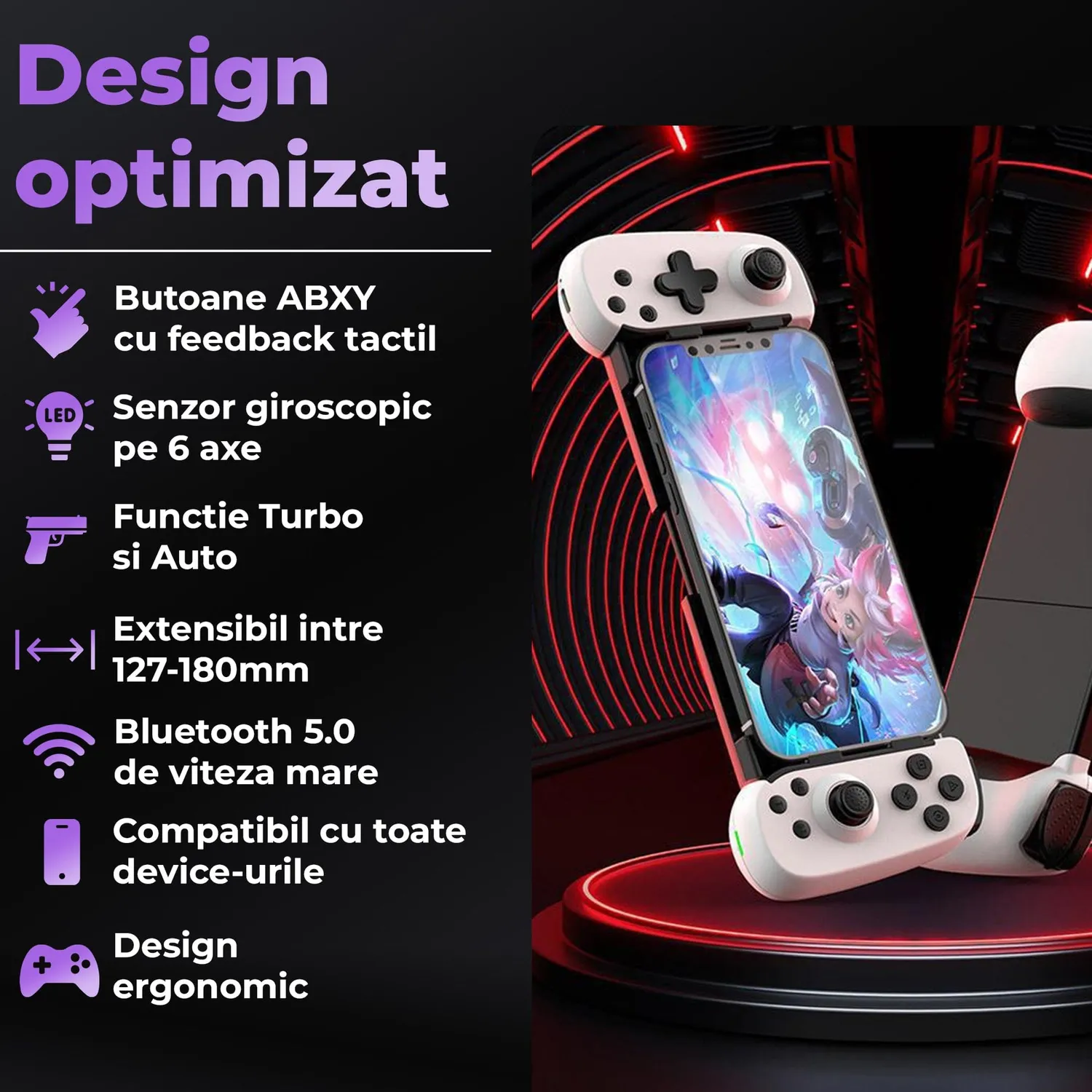 Timebox Gamepad Controller Wireless Bluetooth 5.0 Alb Hall