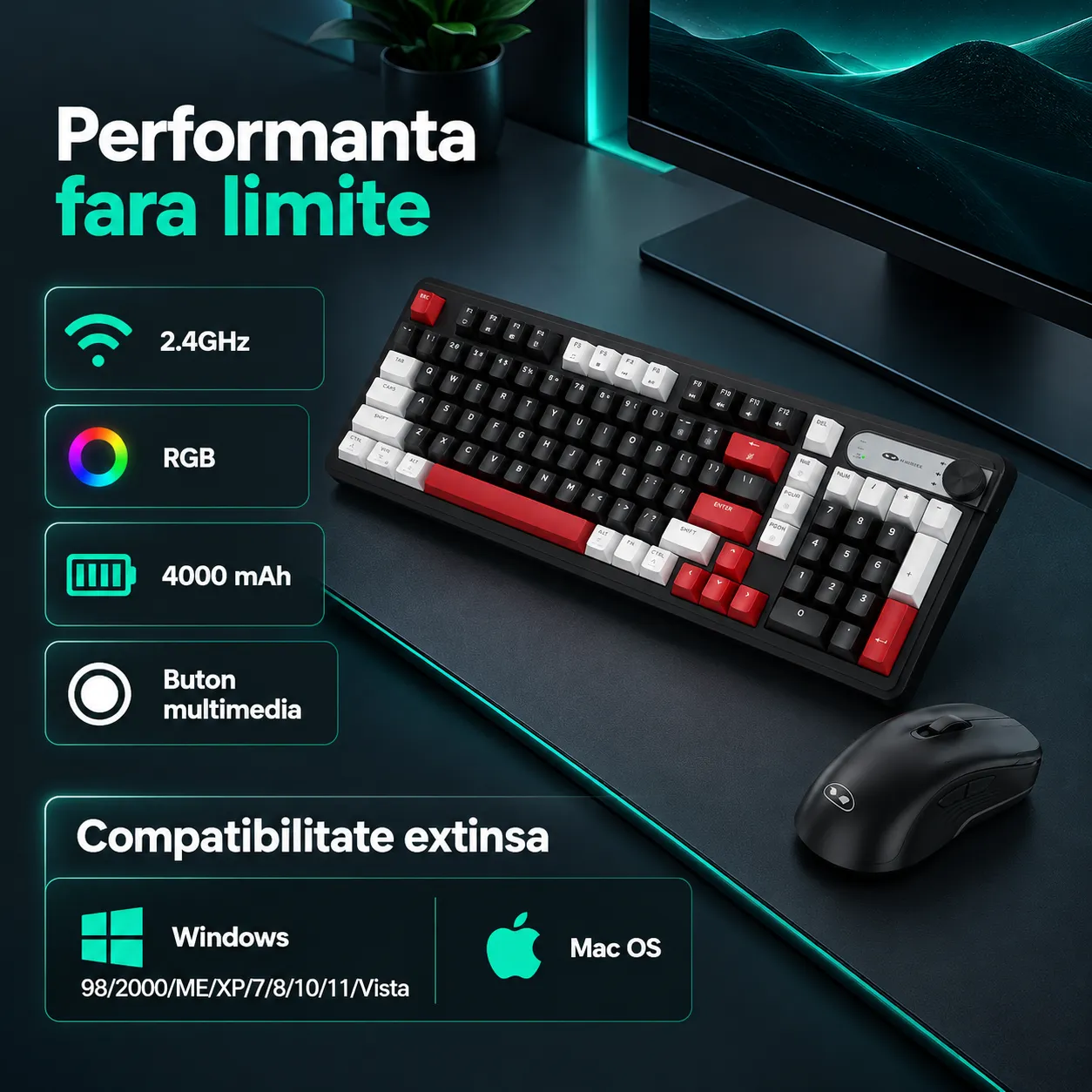 Timebox RGB 104 Taste kit tastatura mouse wireless
