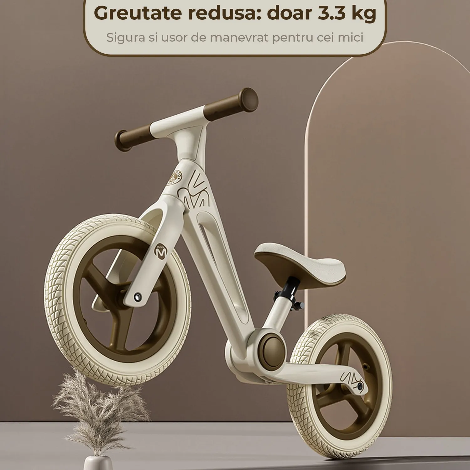 Timebox bicicleta echilibru copii 2-6 ani crem pliabila