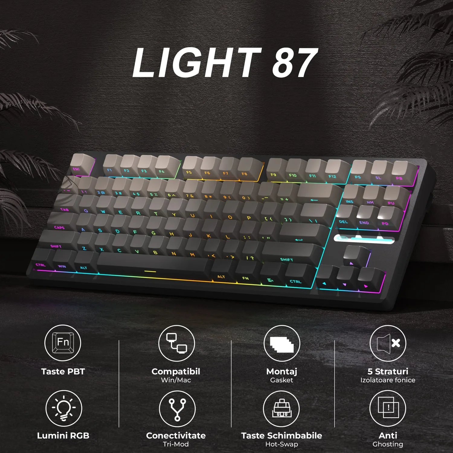 Timebox 80% Hot-Swap Gasket tastatură gaming wireless silențioasă