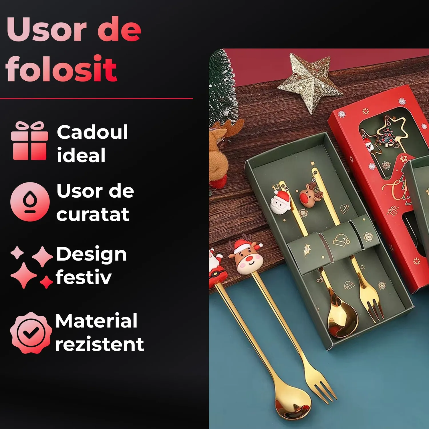 Timebox Set Tacamuri Inox Craciun 2 Piese Festiv