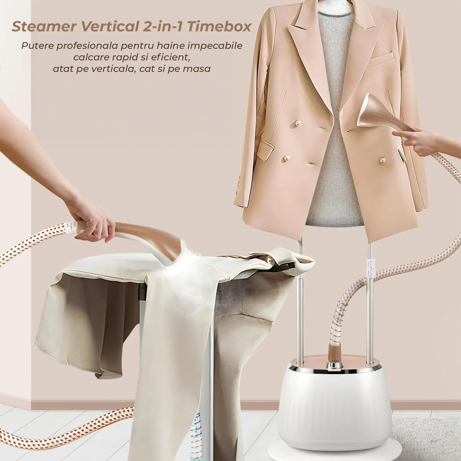 Timebox Steamer Vertical 1700W 1,6L alb 10 niveluri