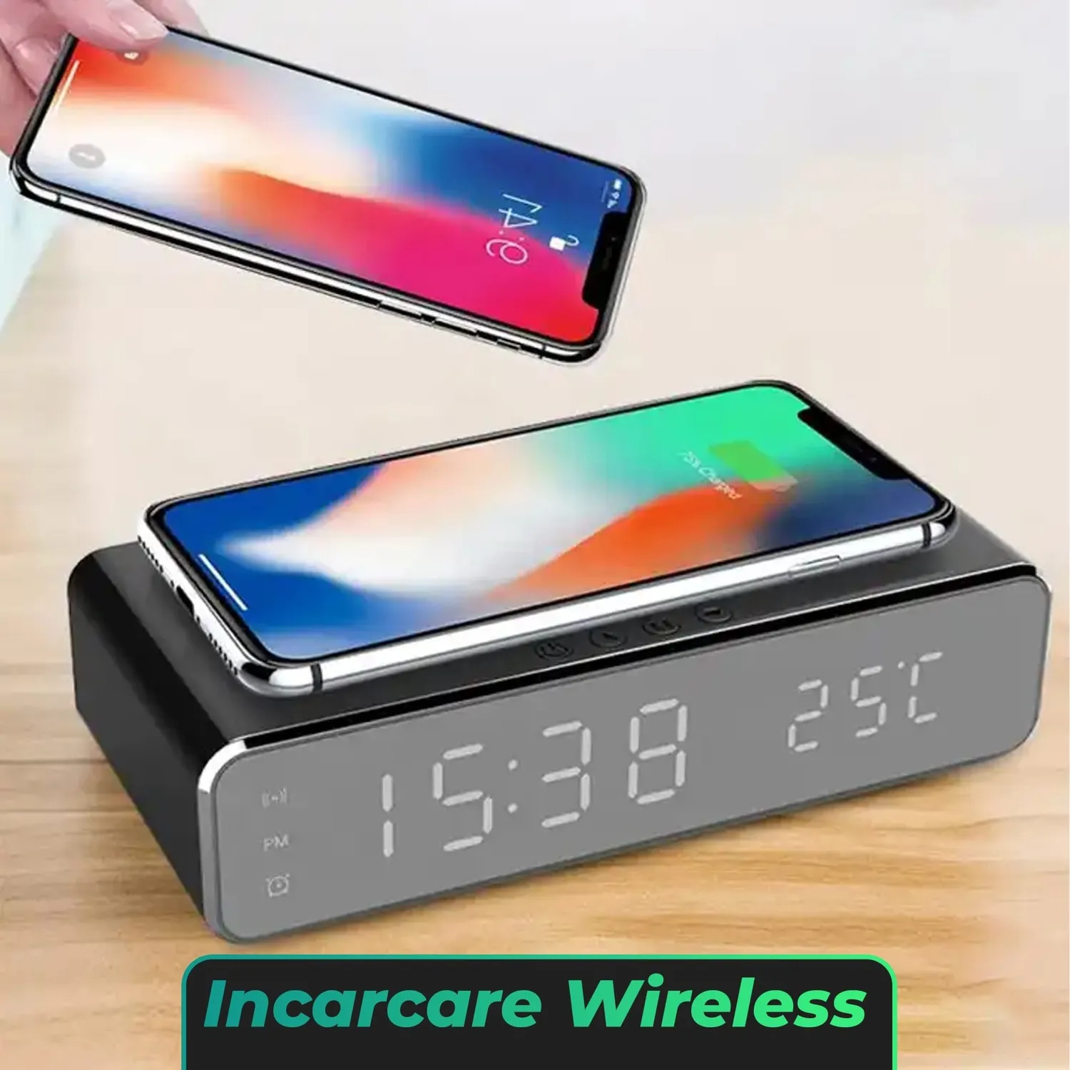 Timebox Incarcator Wireless 10W cu Ceas Negru