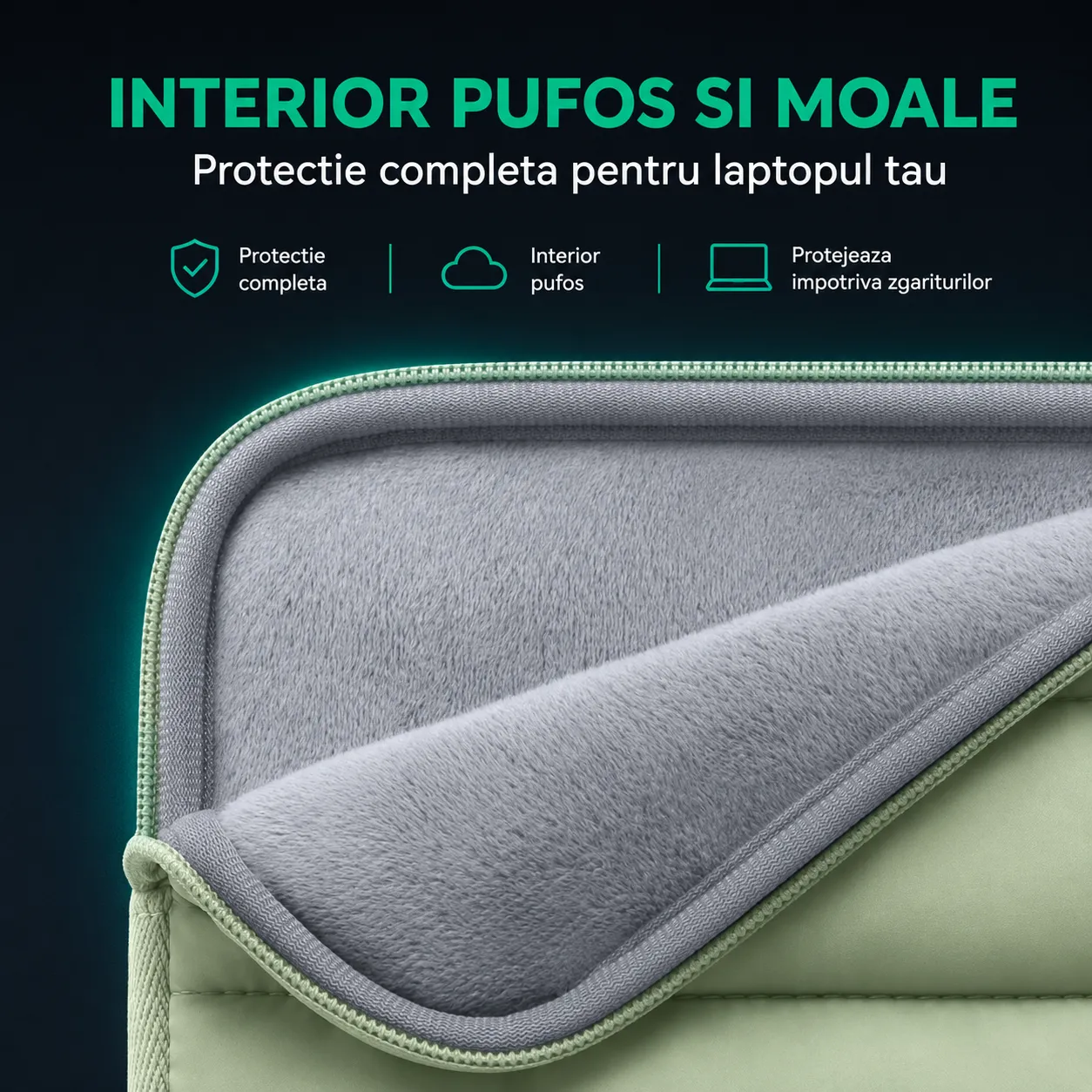 Timebox husă laptop 16 inch verde nylon impermeabilă