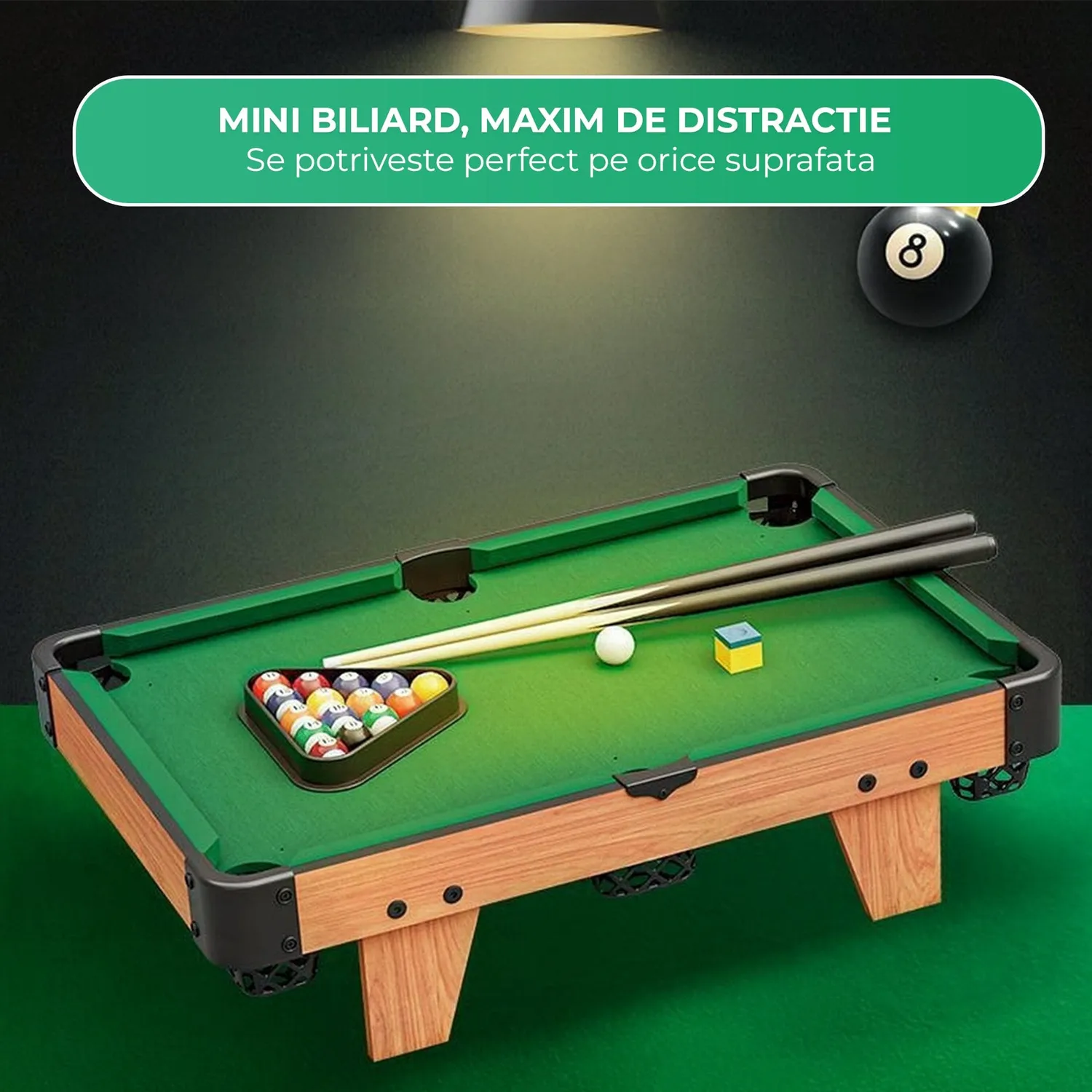 Timebox Mini masa biliard lemn maro cu accesorii