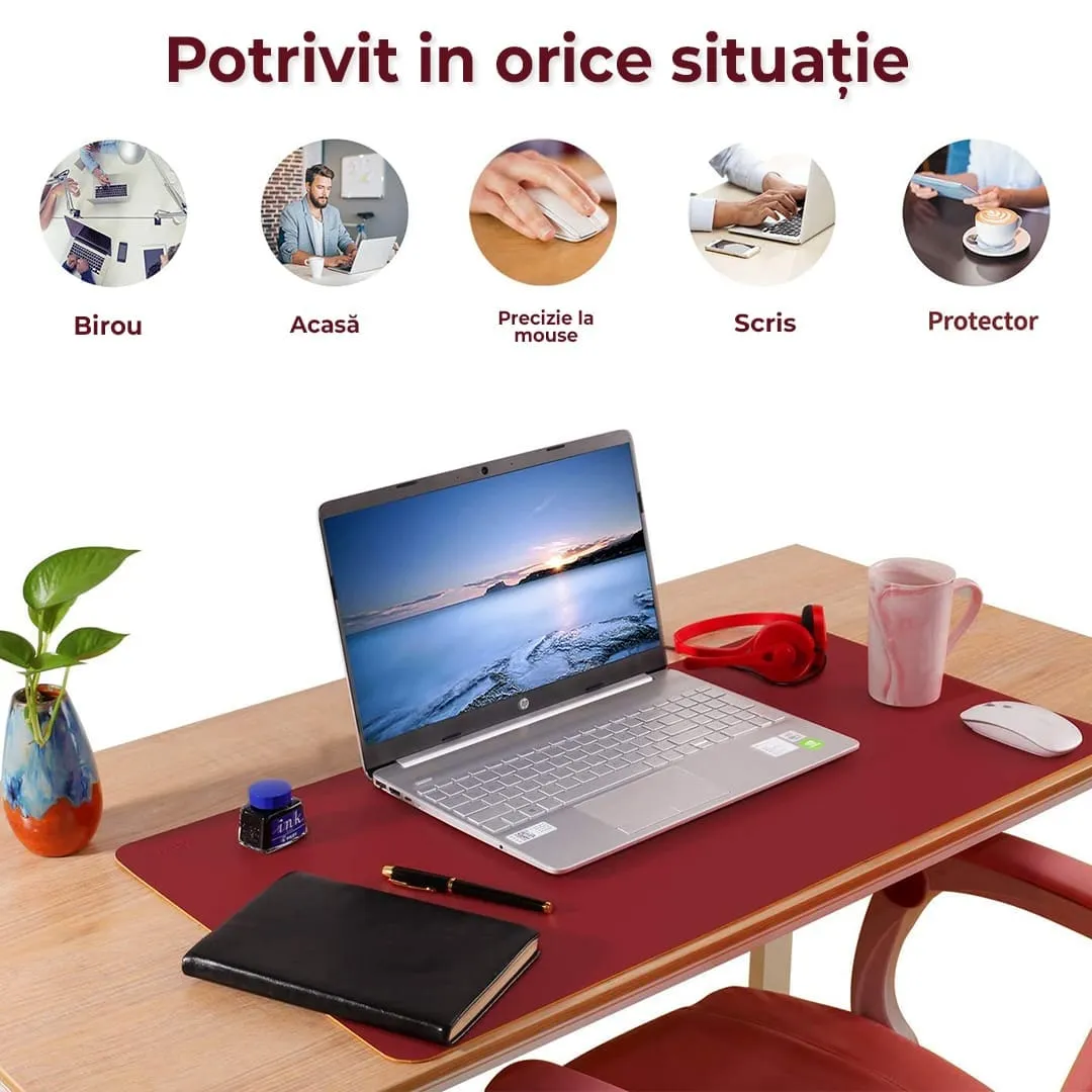Mapă birou XXL Timebox 90x45 roșie piele