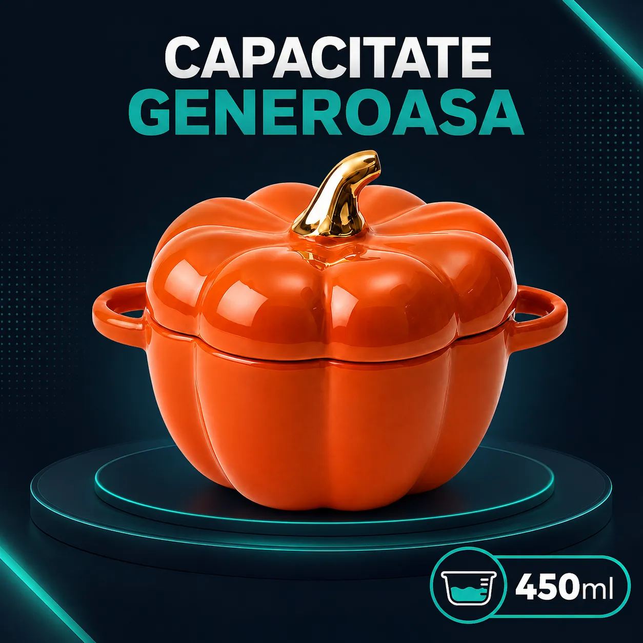 Timebox Dovleac 14 cm oala ceramica 450ml portocalie