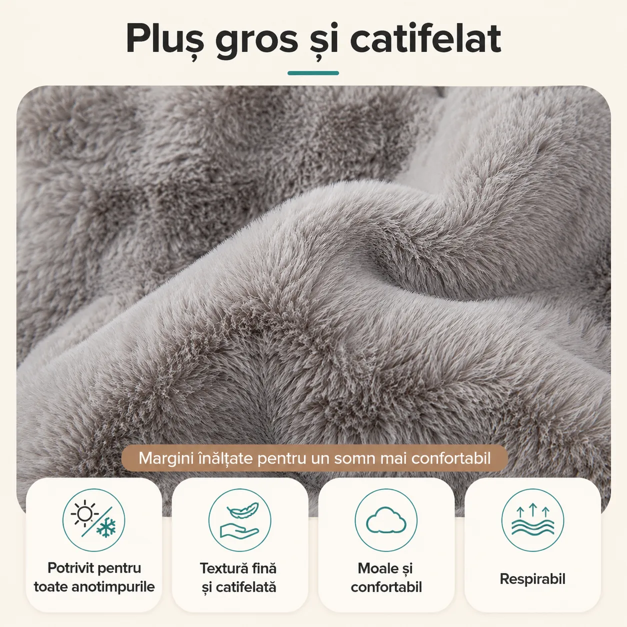 Timebox Saltea Caini Pisici 75x75 cm Gri Blanita
