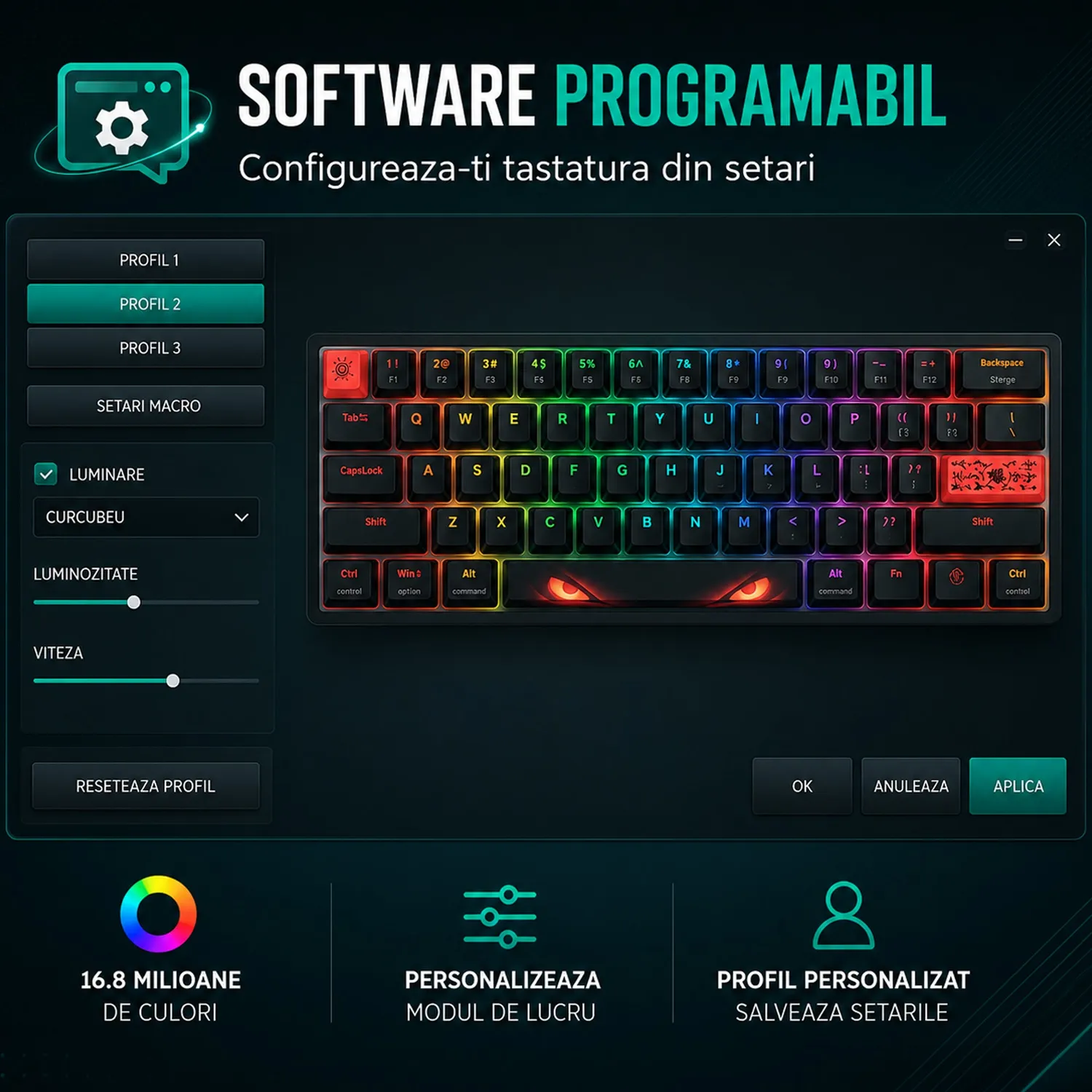 Timebox Tastatura Gaming Mecanica 60% Hot-Swap RGB Neagra