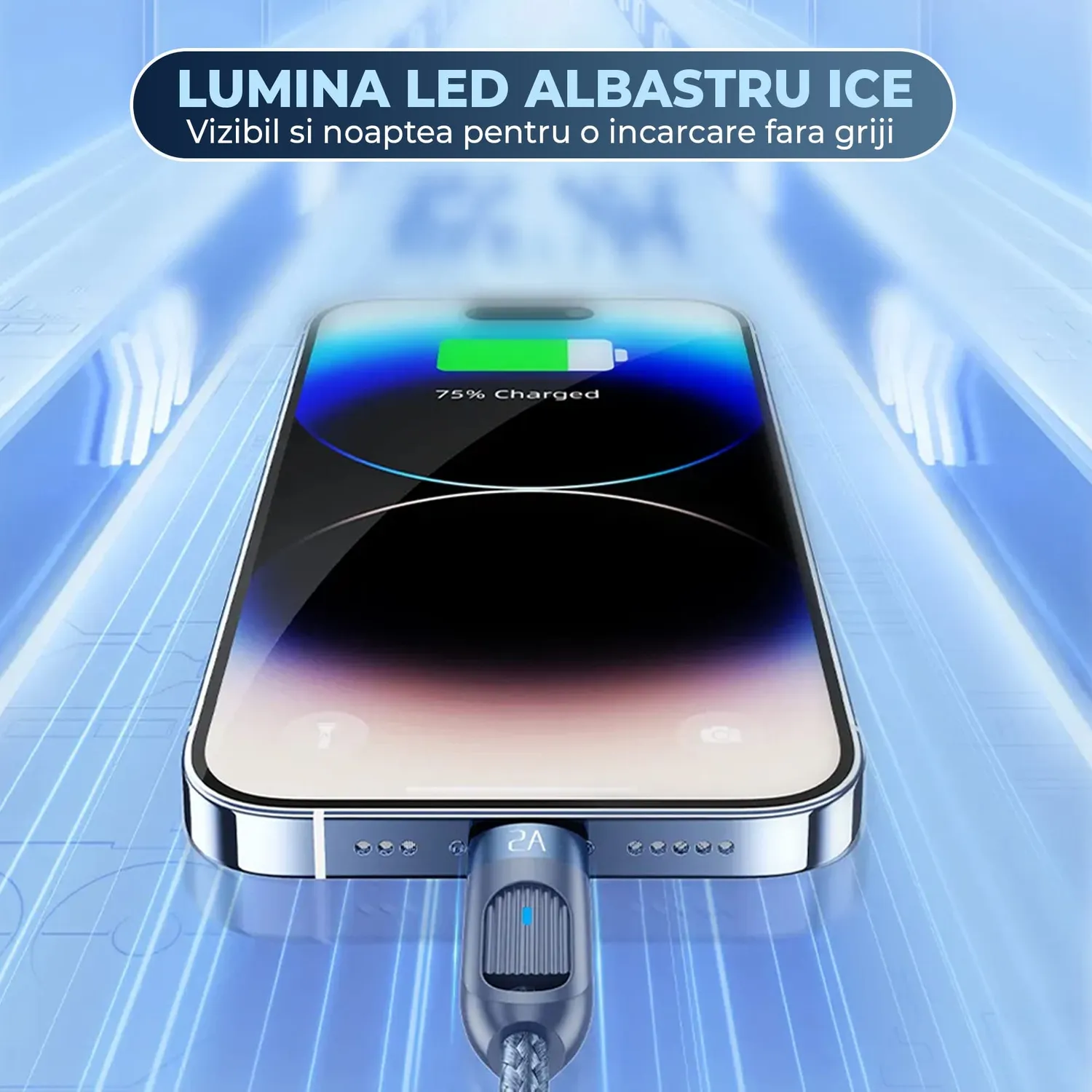 Cablu incarcare Timebox Lightning 1,8m albastru 20W
