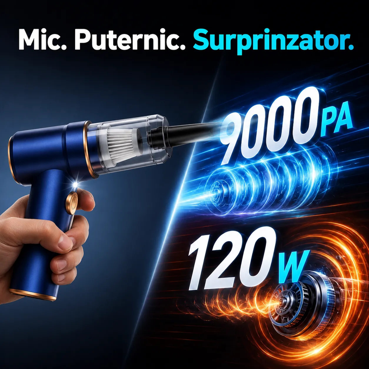 Timebox 2 in 1 aspirator auto portabil 9000PA 120W LED