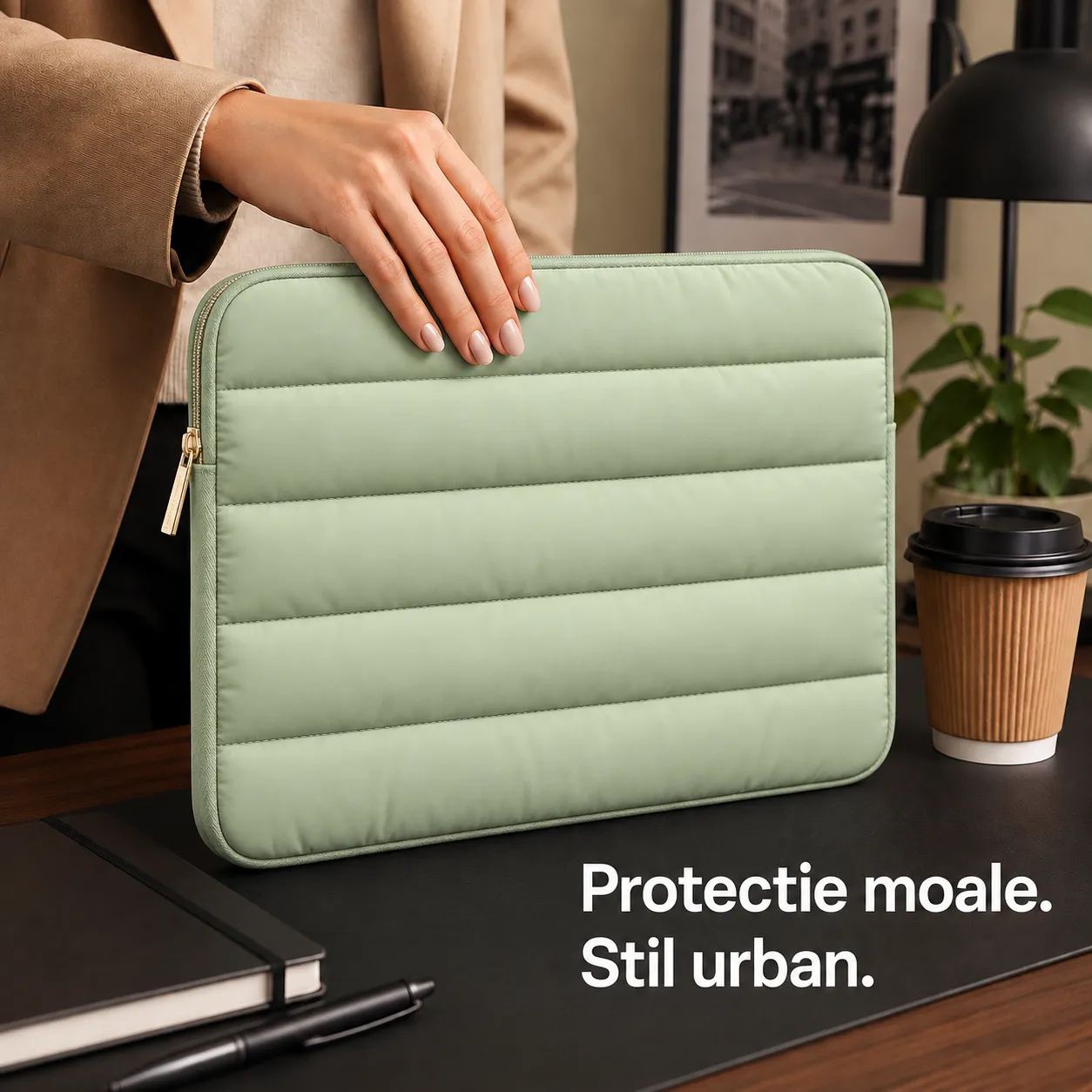 Timebox husă laptop 16 inch verde nylon impermeabilă