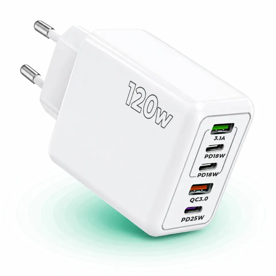 Incarcator retea Timebox 120W 5 porturi alb Quick Charge