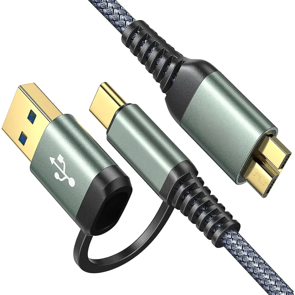 Timebox Cablu HDD Micro-B - USB-C 0.5m 10Gbps Gri