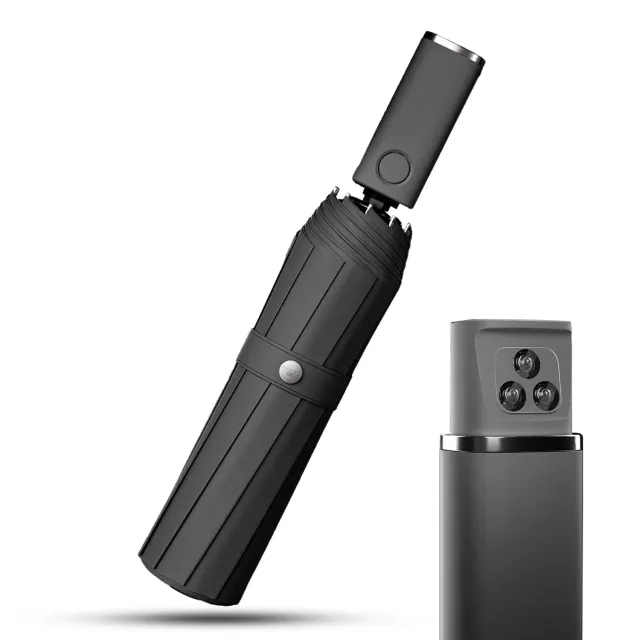 Timebox umbrela pliabila LED neagra automata