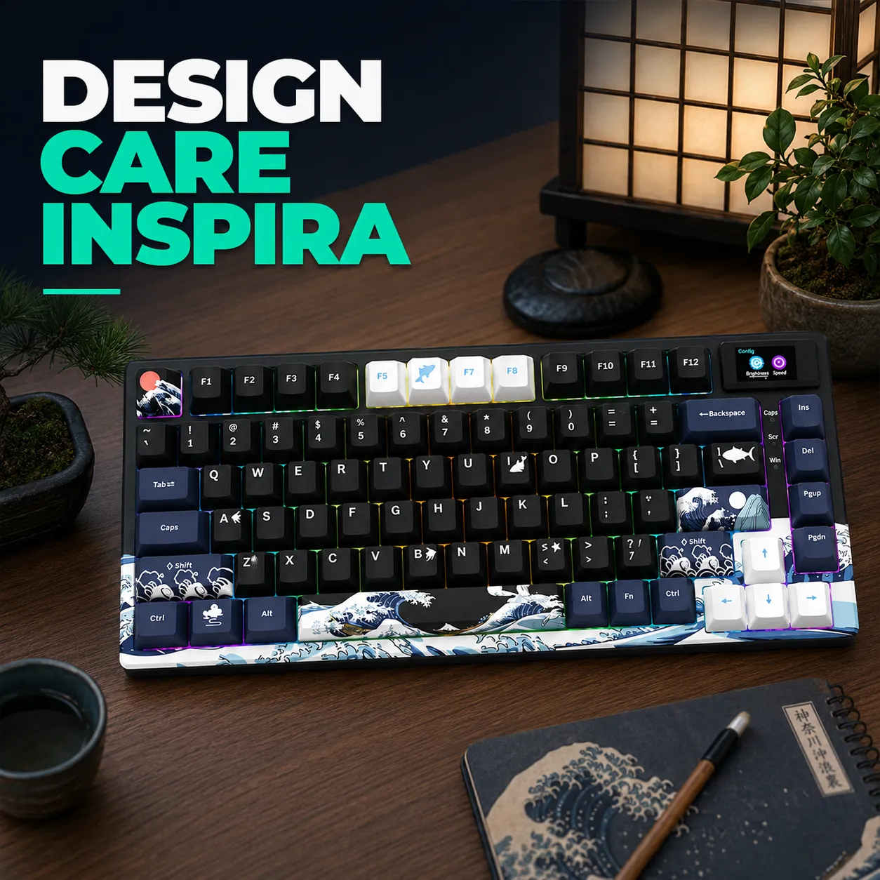 Timebox 75% tastatură gaming mecanică neagră hot-swap