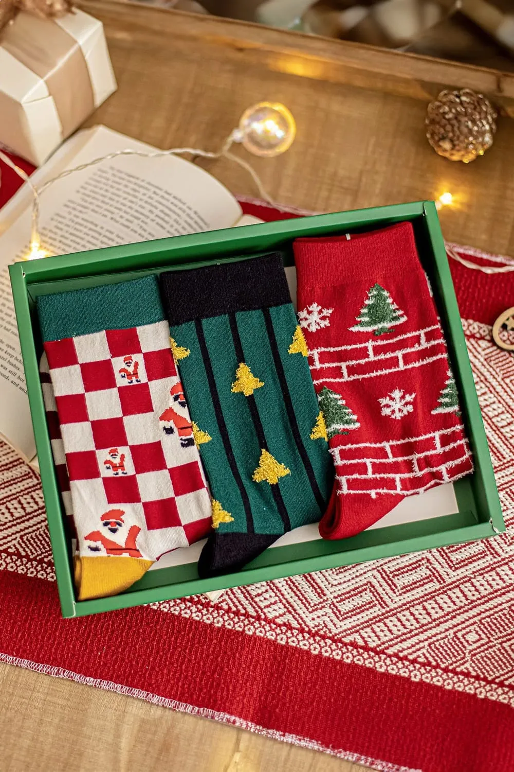 Timebox Set 3 Sosete Craciun Bumbac 95% Festive