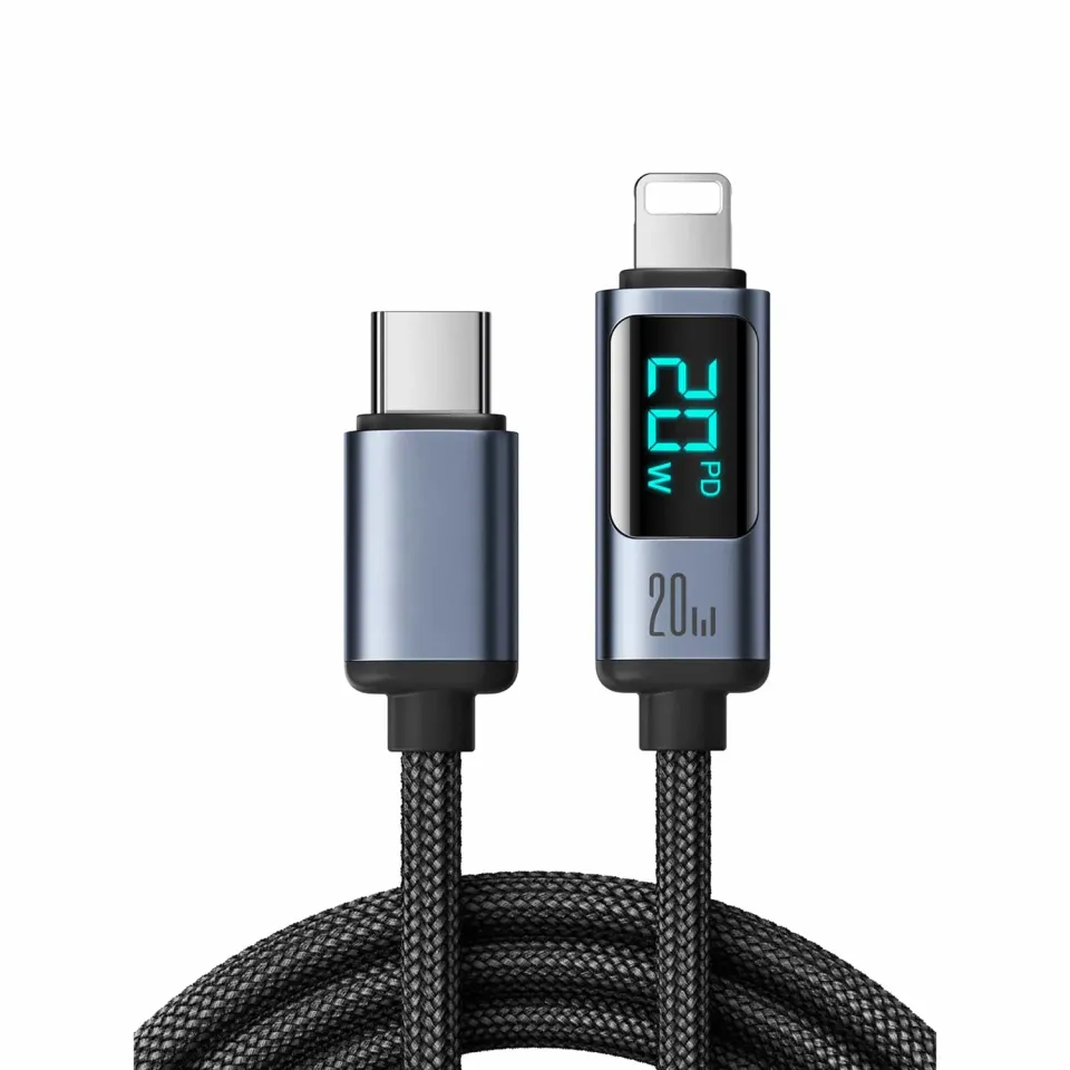 Timebox Cablu USB-C Lightning 20W Negru Display