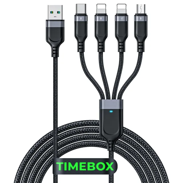 Timebox 4 in 1 cablu negru 1.2m 3.5A rapid