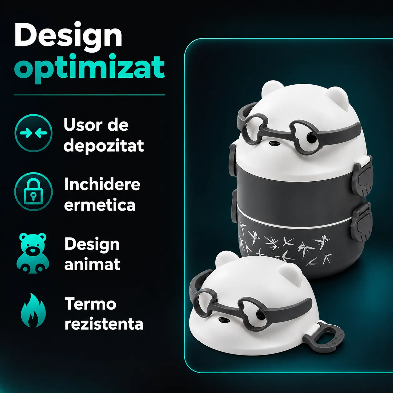 Timebox Caserolă prânz copii dublă gri 550ml+800ml cu geantă