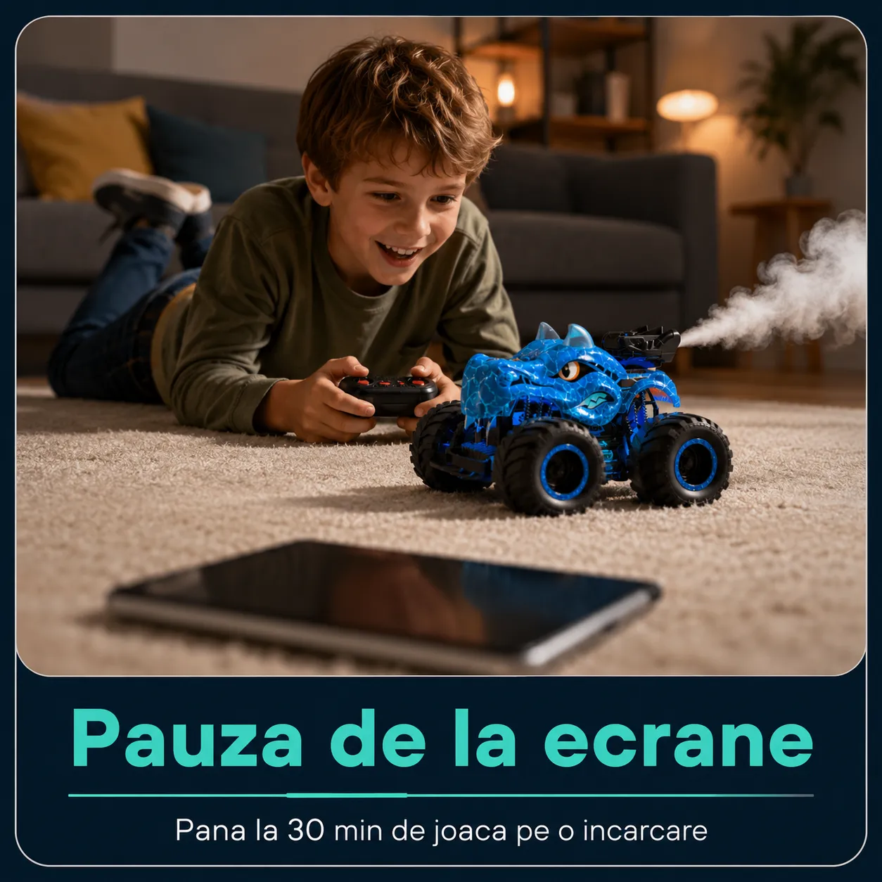 Timebox Dinozaur Monster Truck mașină RC albastru 4x4