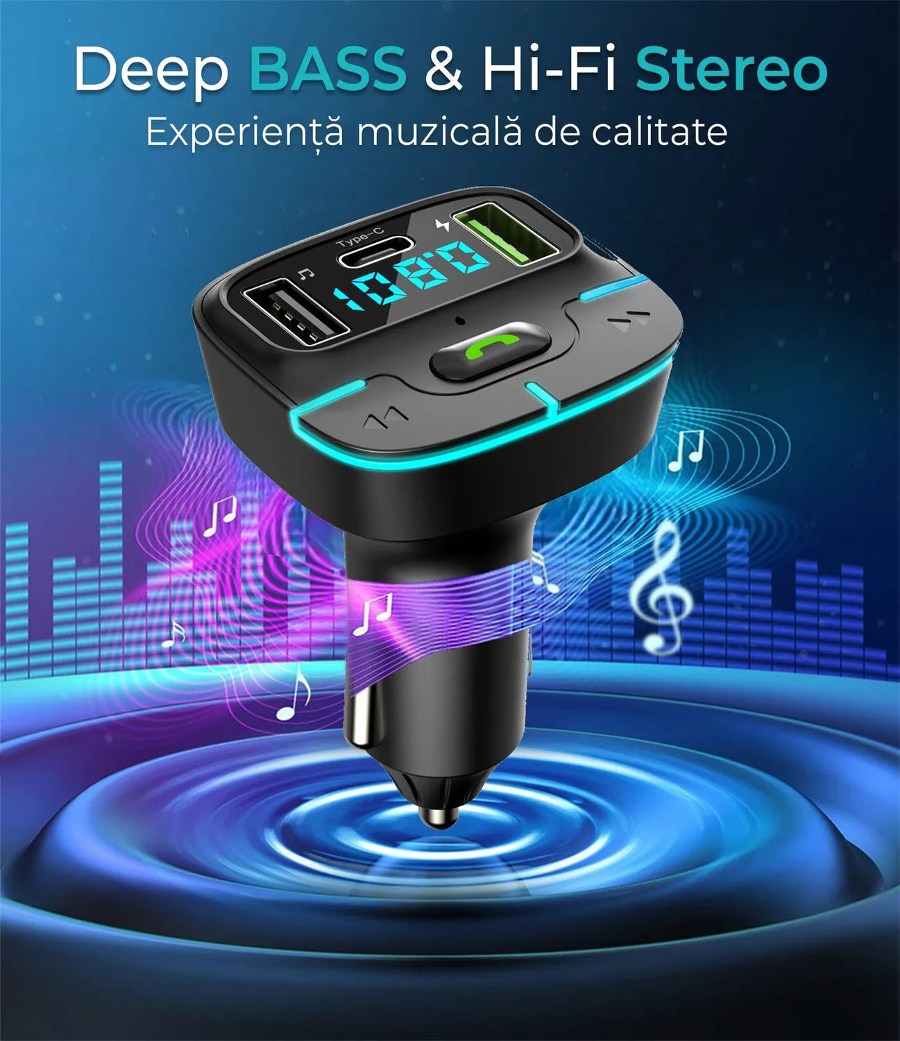 Timebox GZ03 modulator FM Bluetooth handsfree QC3.0
