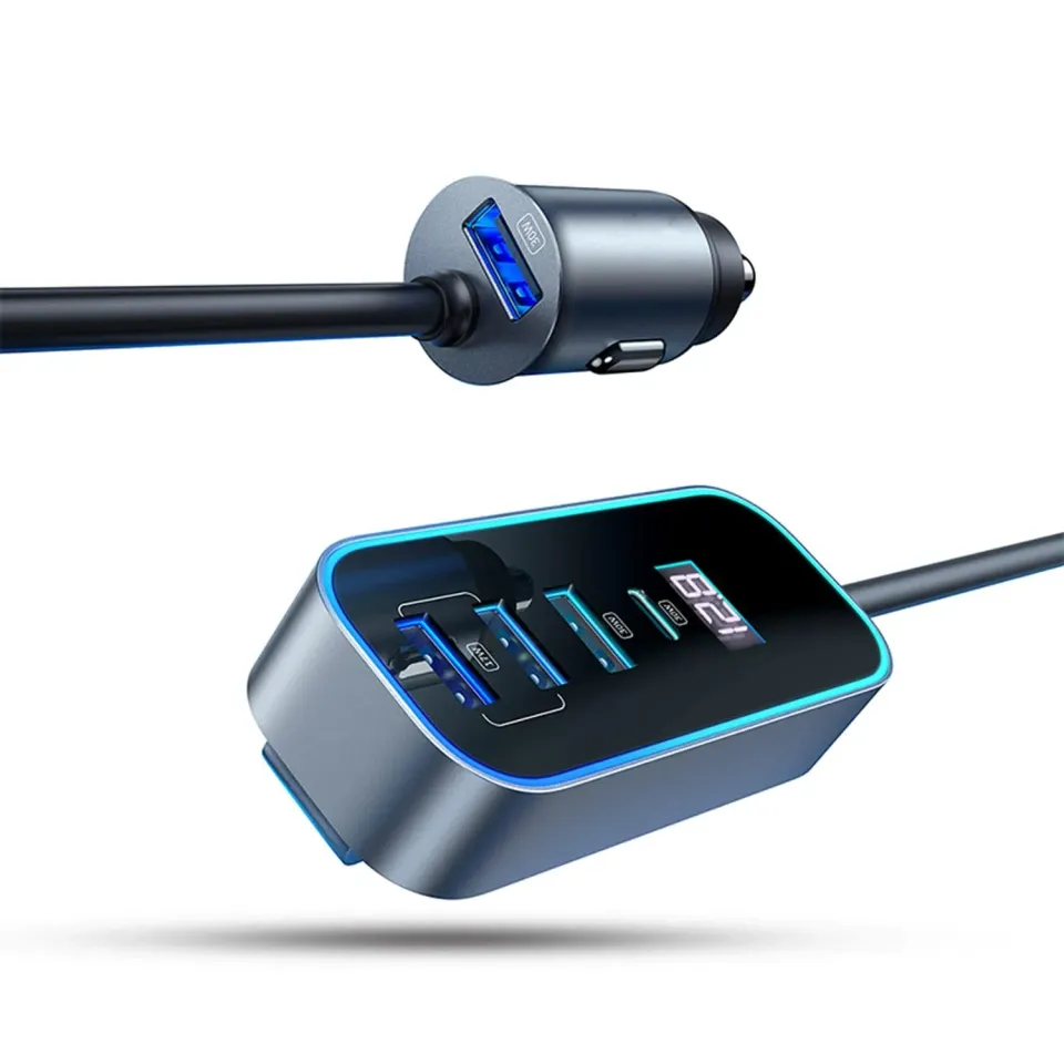 Timebox 107W incarcator auto negru 5 in 1 USB Type-C RGB