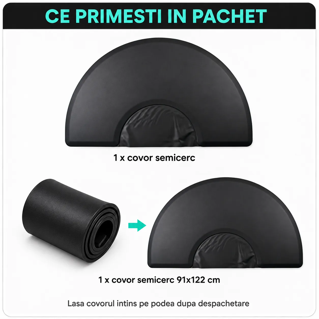 Timebox Covor Coafor Semicerc 91x122 cm Negru