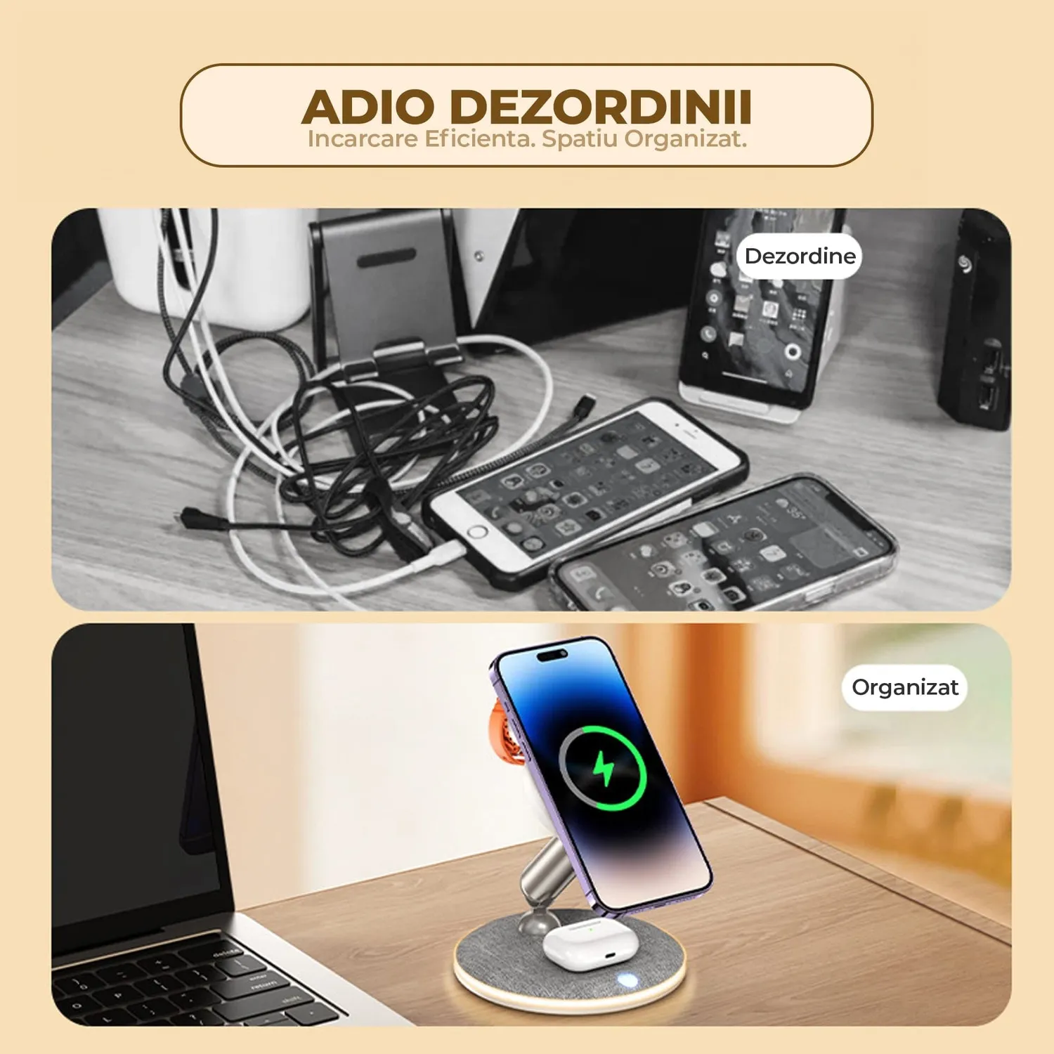Timebox incarcator wireless 22W alb MagSafe pliabil