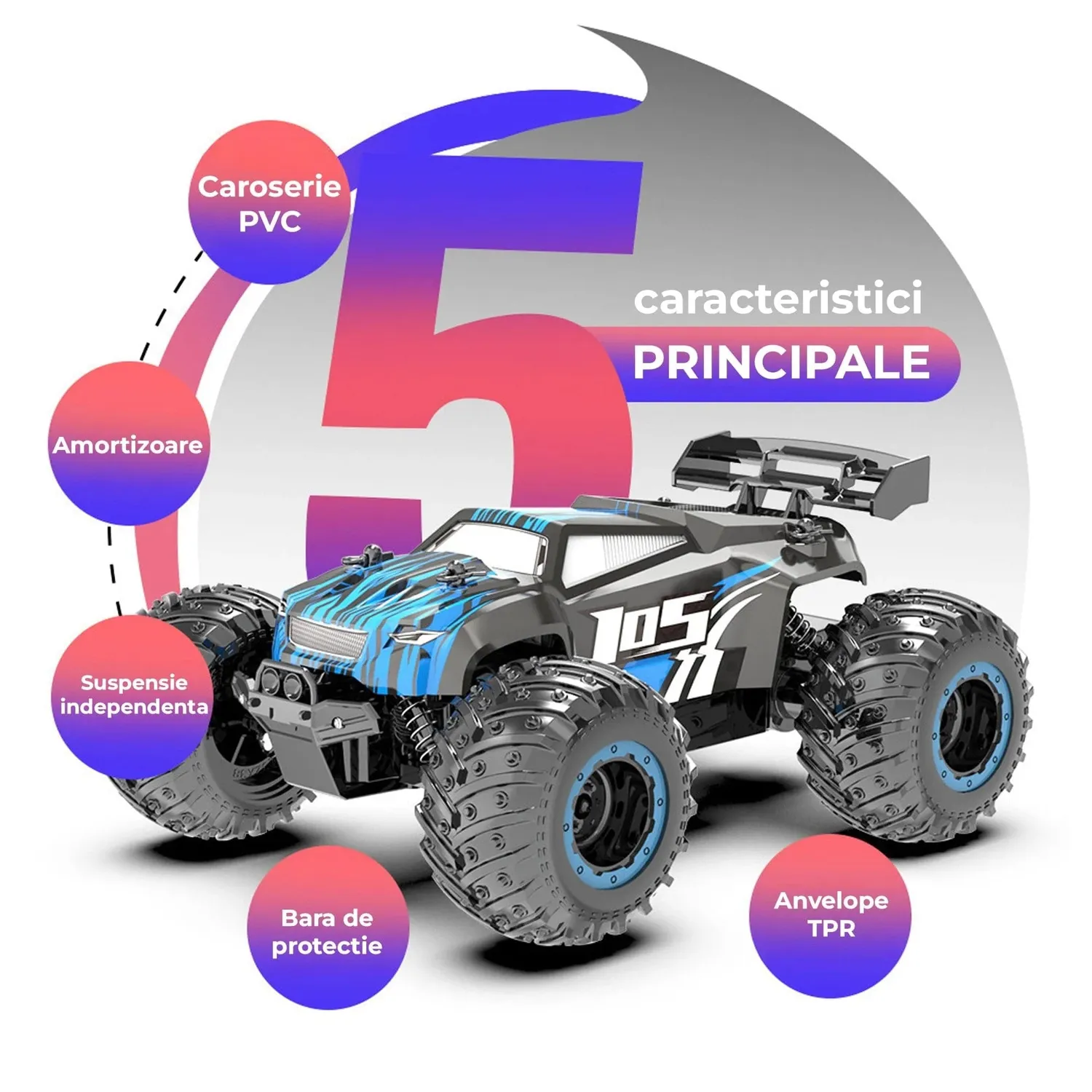 Timebox Monster Truck masinuta RC albastra 20 km/h