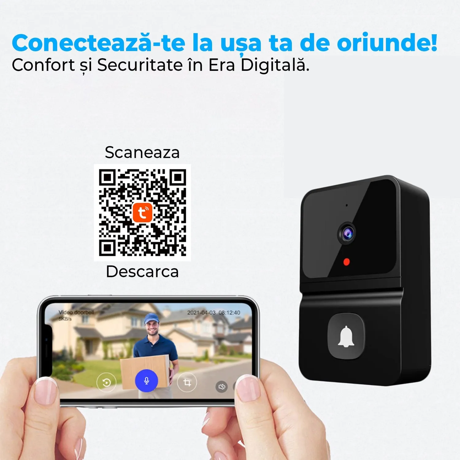 Timebox Sonerie Video Wireless 720P Neagra Audio