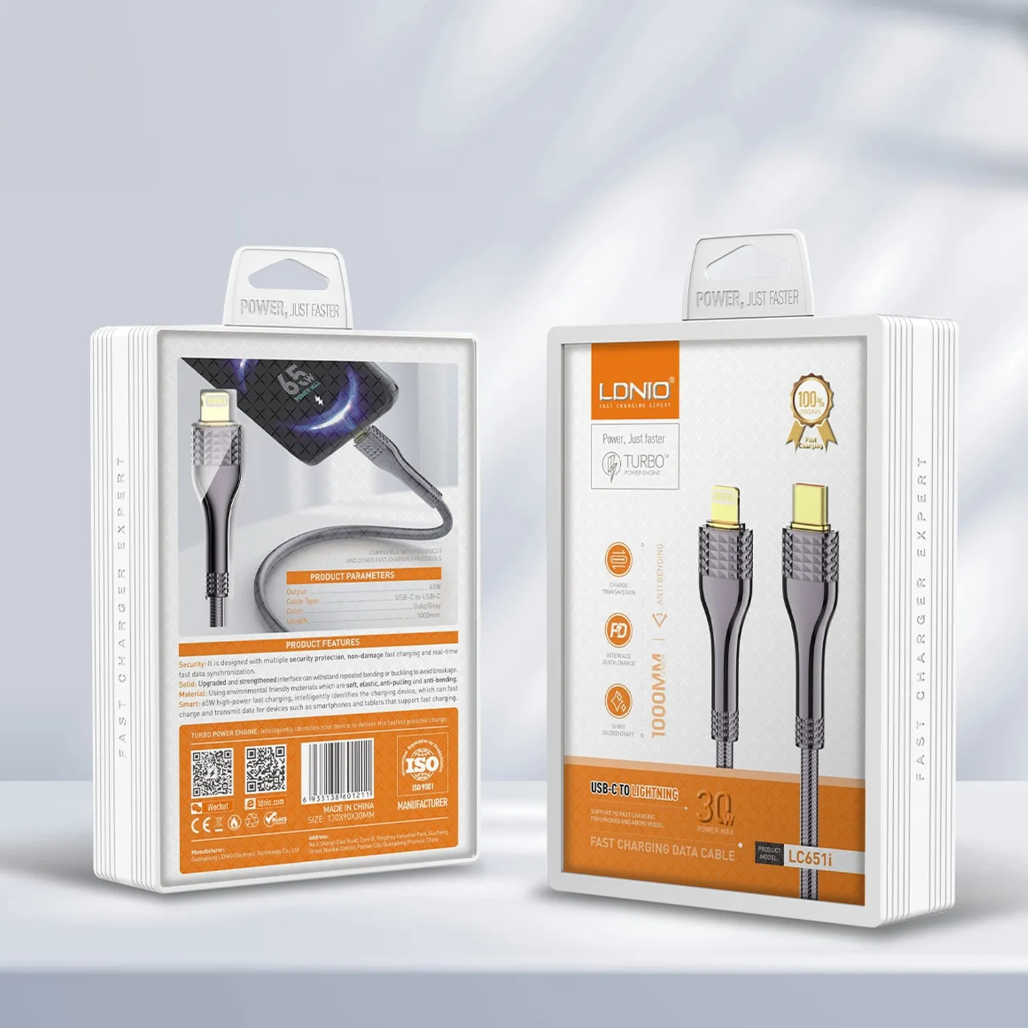 Timebox USB-C Lightning cablu incarcare 30W negru 1m