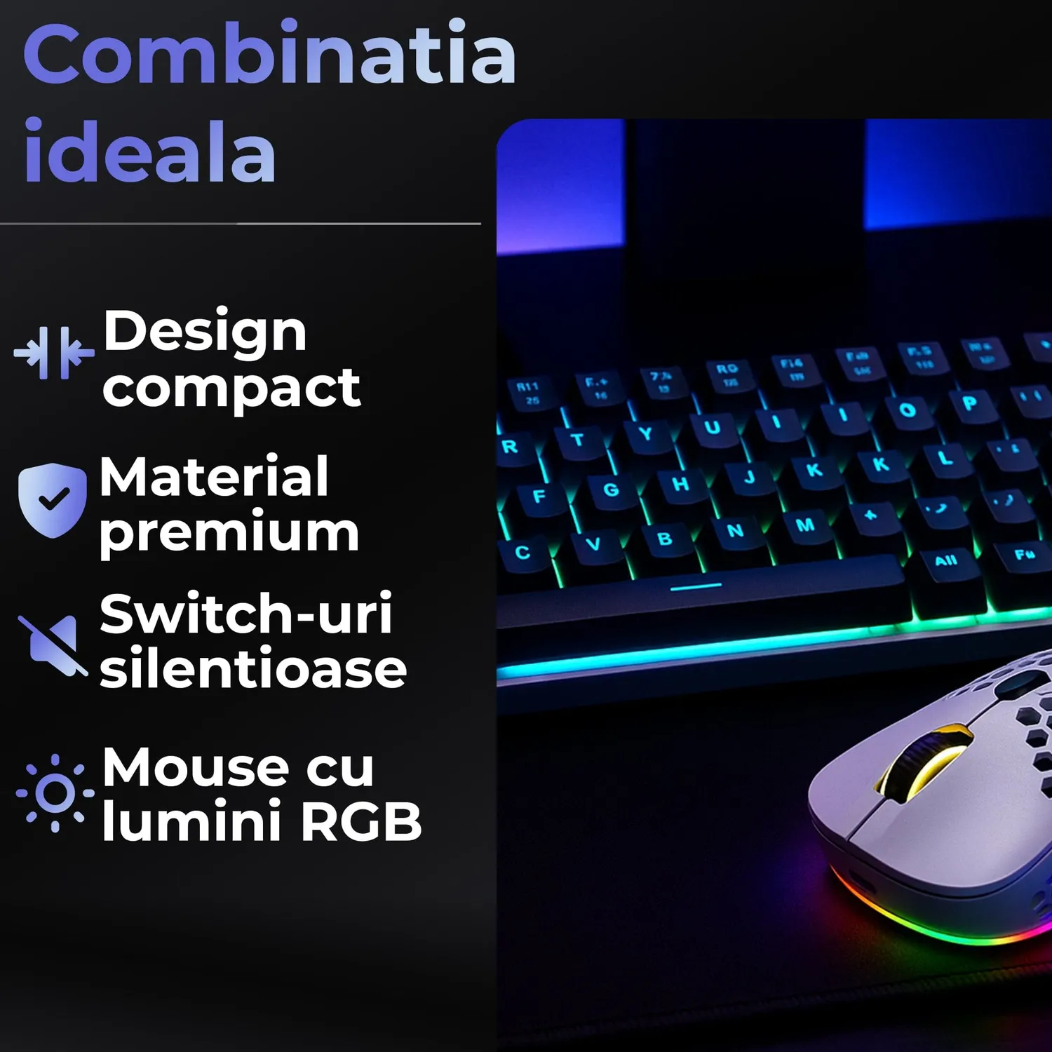 Timebox 60% pachet gaming Blue Switch wireless albastru