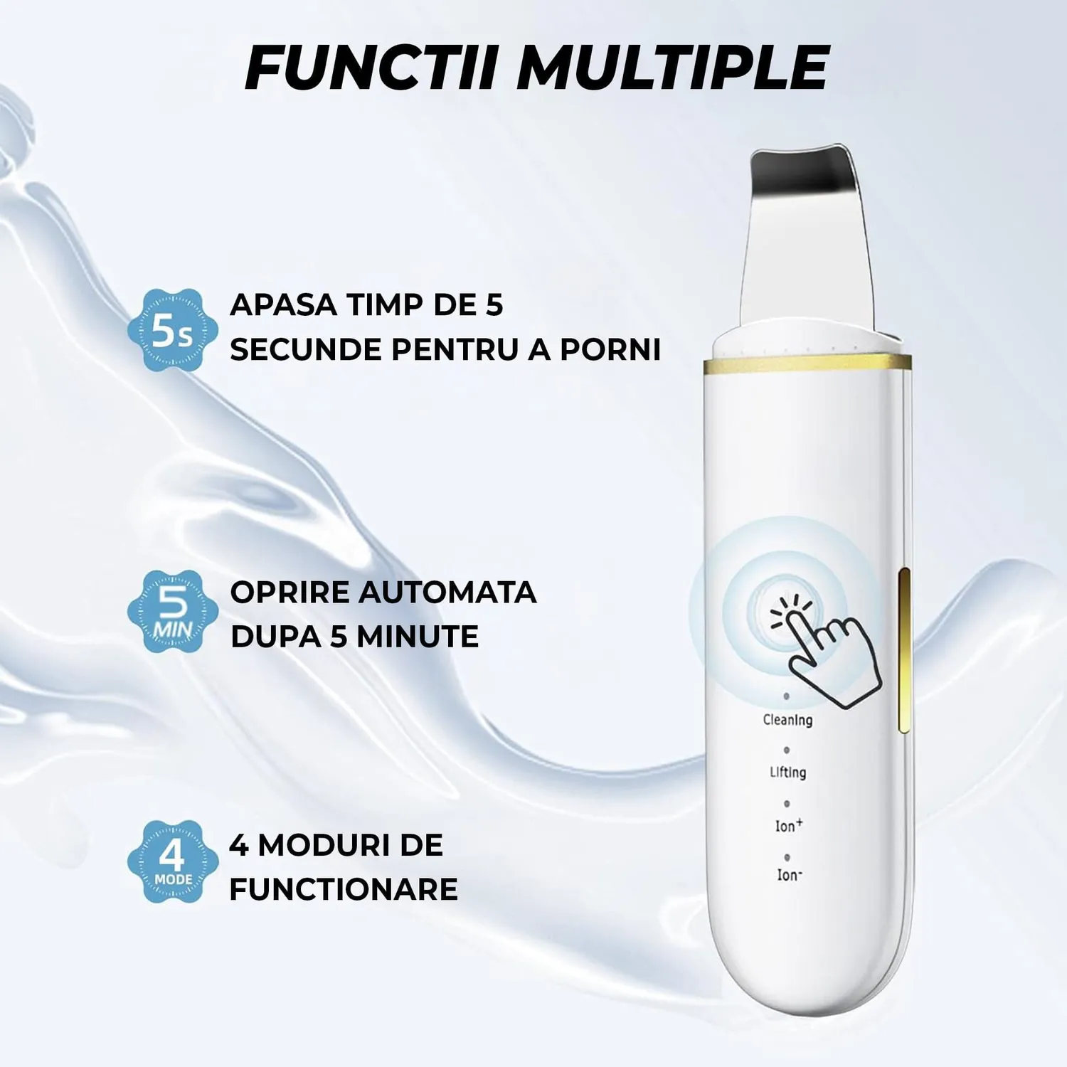 Aparat curățare facială Timebox 4 în 1 ultrasunete