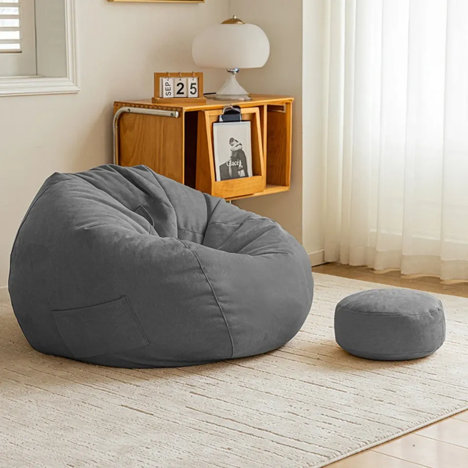 Timebox Bean Bag fotoliu puf gri impermeabil cu suport