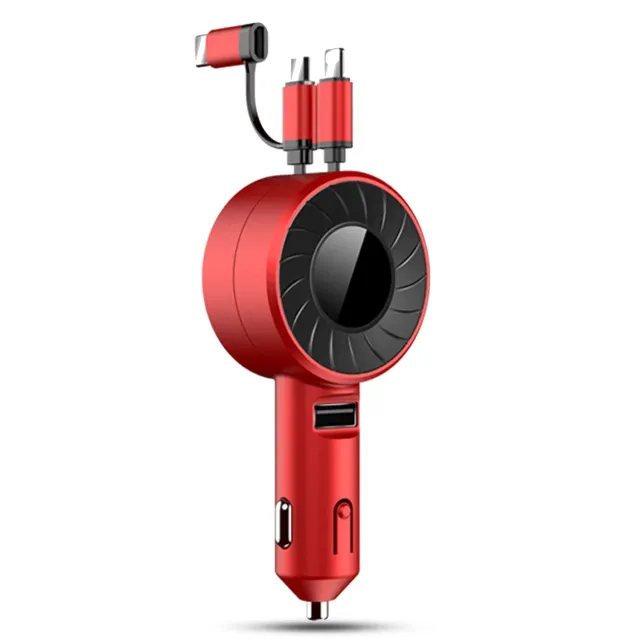 Timebox incarcator auto 3 in 1 rosu Super Fast Charge