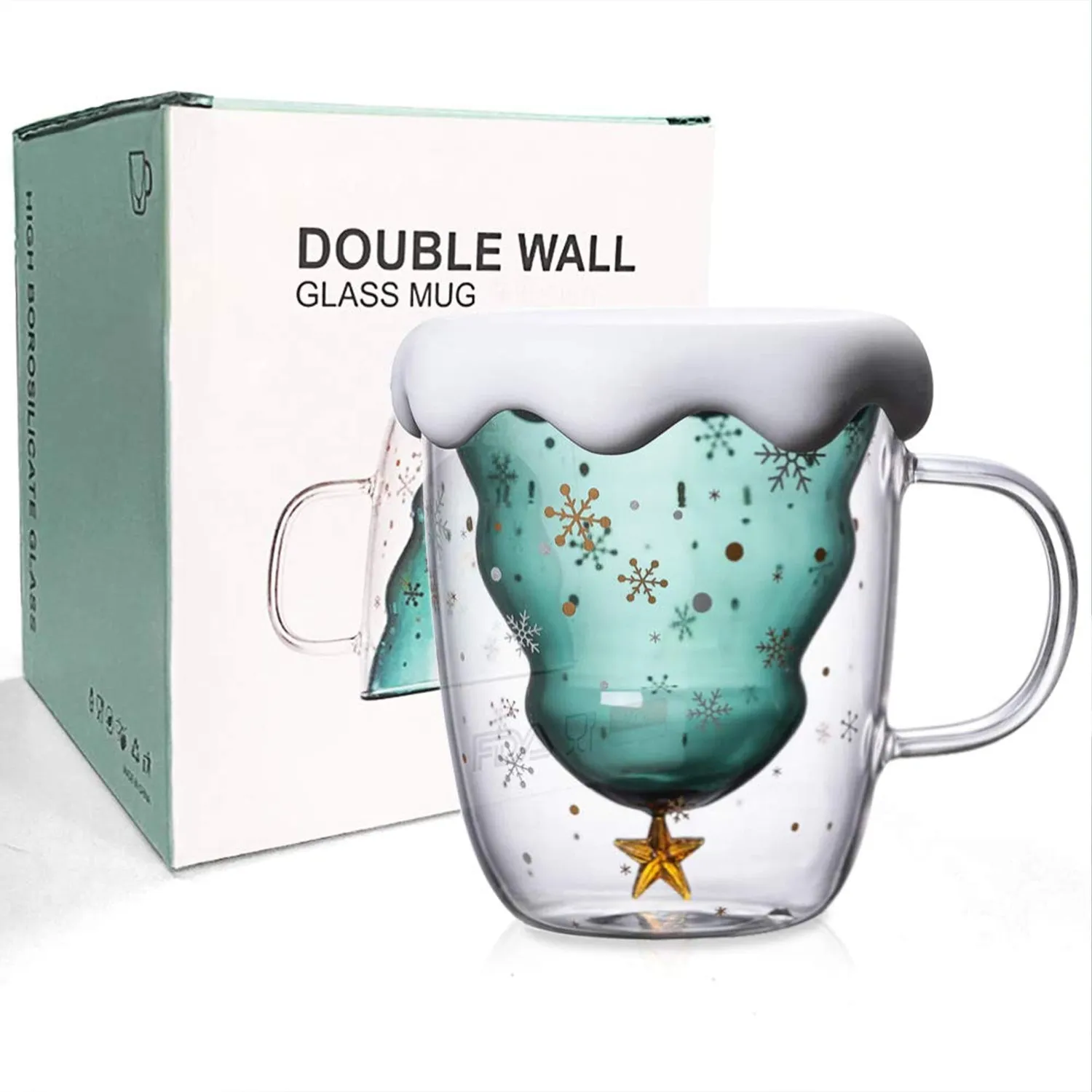 Timebox cană Crăciun brad 300ml pereți dubli
