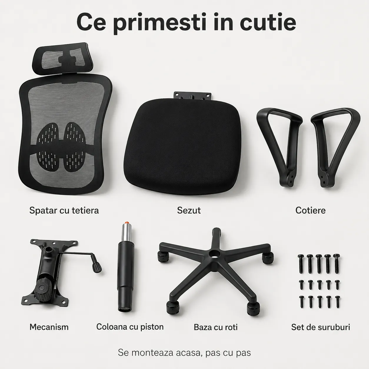 Timebox Scaun Ergonomic 135° Mesh Negru reglabil