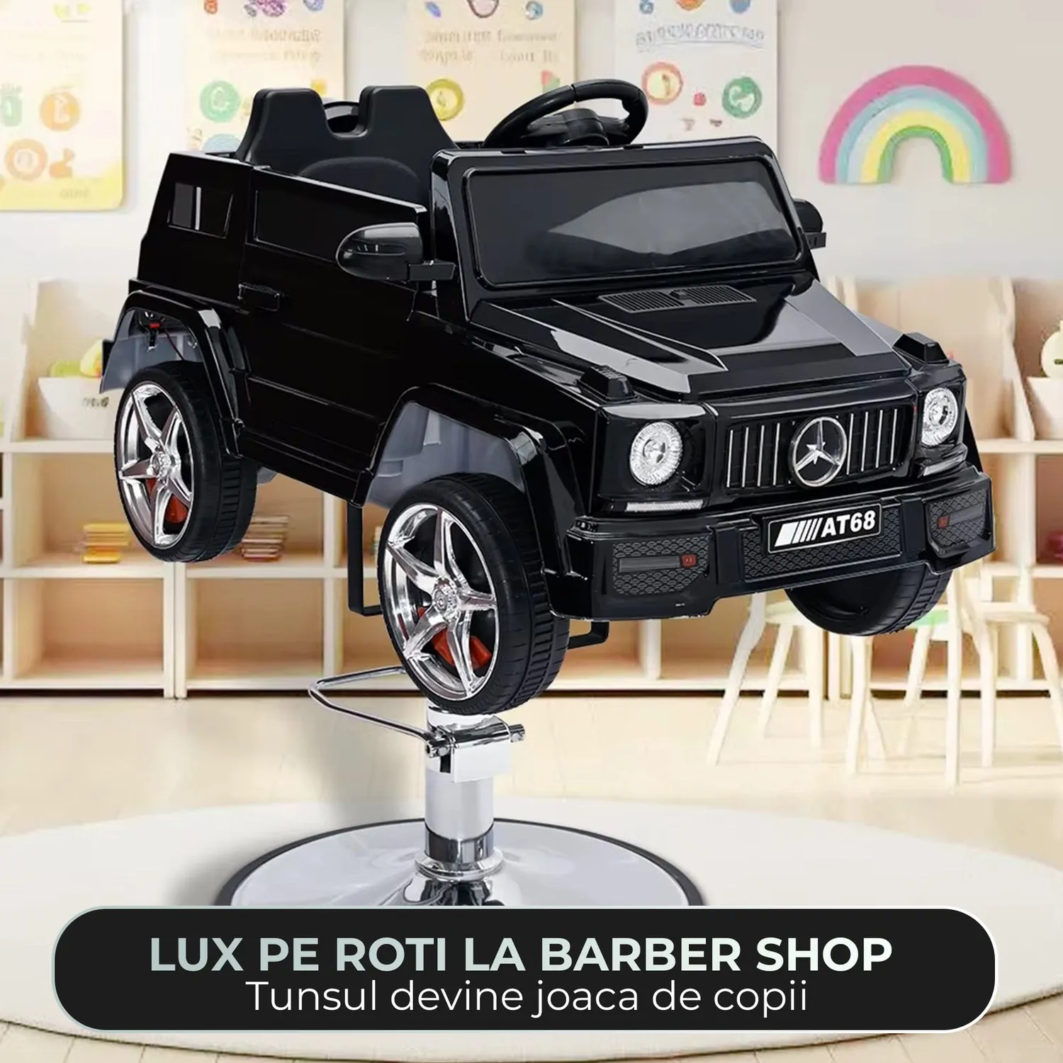Timebox G-Class scaun frizerie copii negru cu bluetooth
