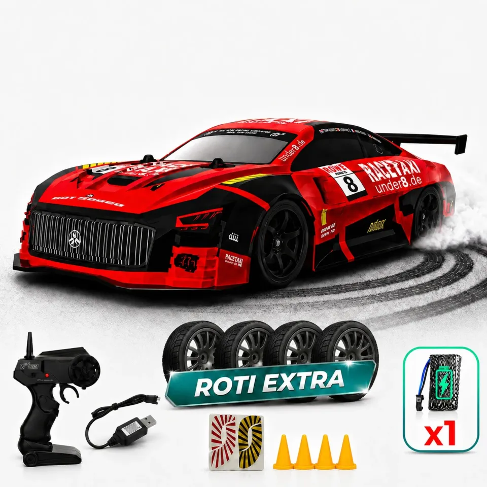 Timebox mașină telecomandă drift 1:20 roșie 30km/h